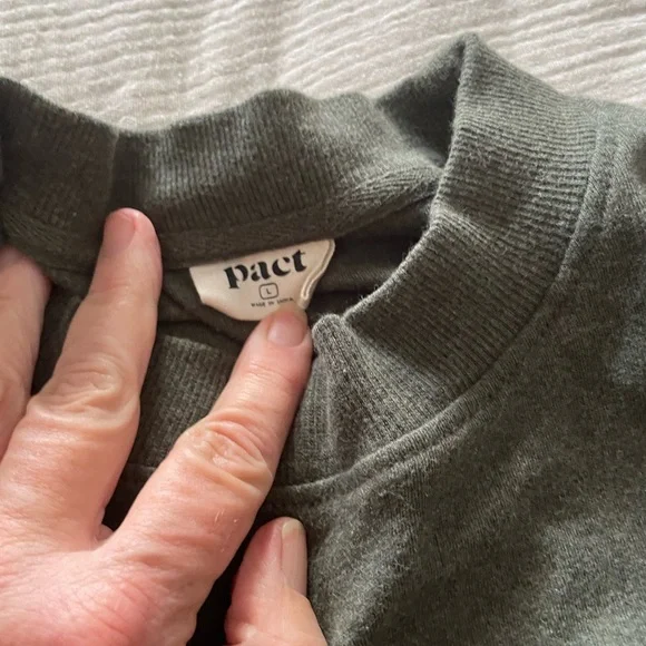 PACT Airplane set, heather Green mock shell, charcoal gray, straight fit pant - Picture 5 of 5